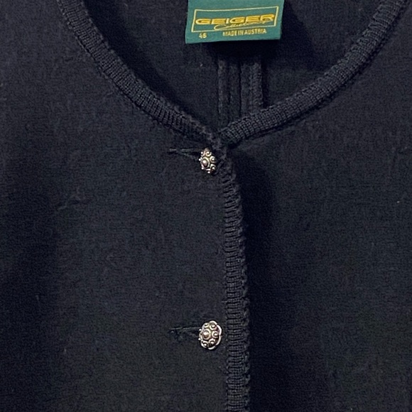 Vintage Geiger Collection Wool Cardigan Sweater Blazer Black size M - Picture 4 of 12